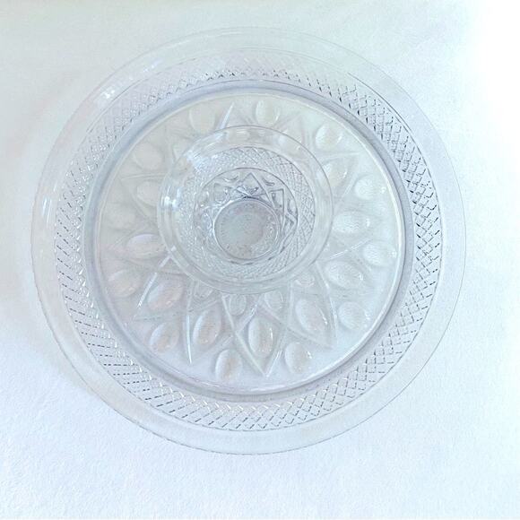 Vintage 1930s Imperial Glass Cape Cod Footed Cake Stand Plate Chip & Dip Platter - Picture 6 of 8